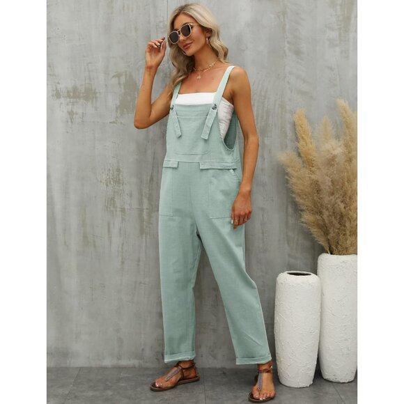 Women's Jumpsuit Oversized Rompers with Pockets - Lightgreen - Picture 2 of 6